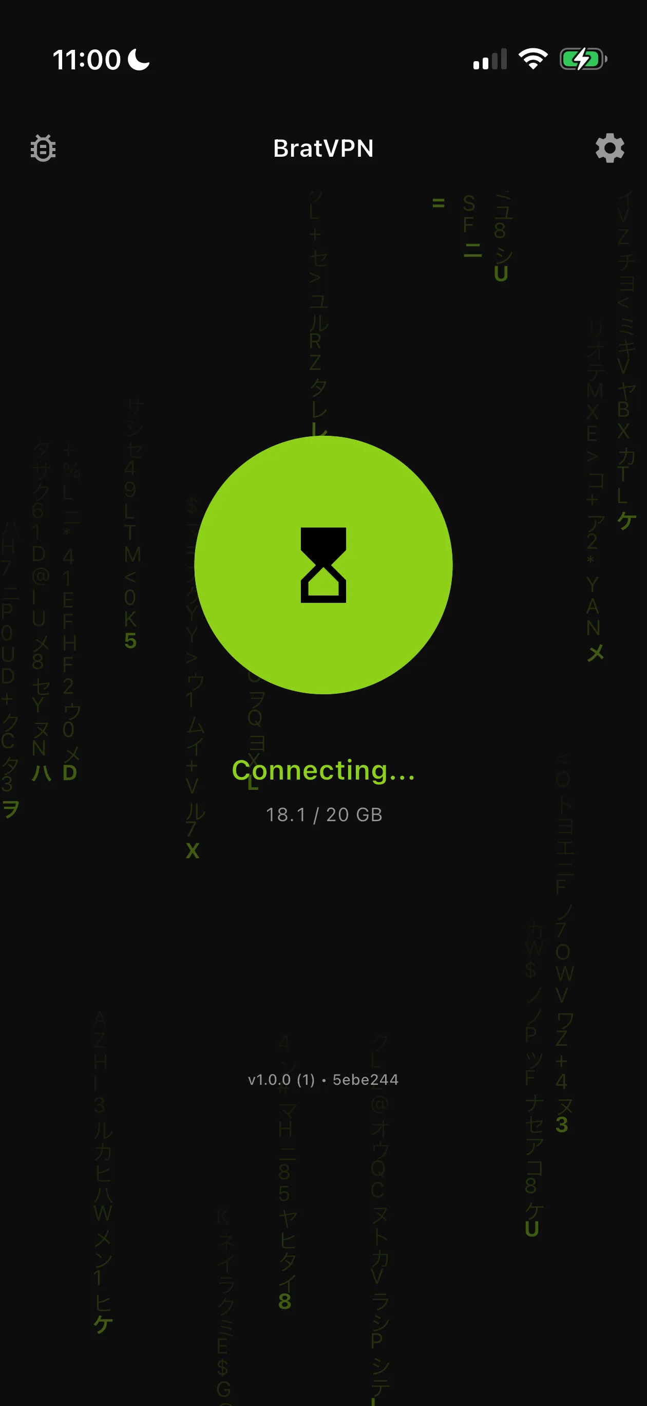 BratVPN connecting screen
